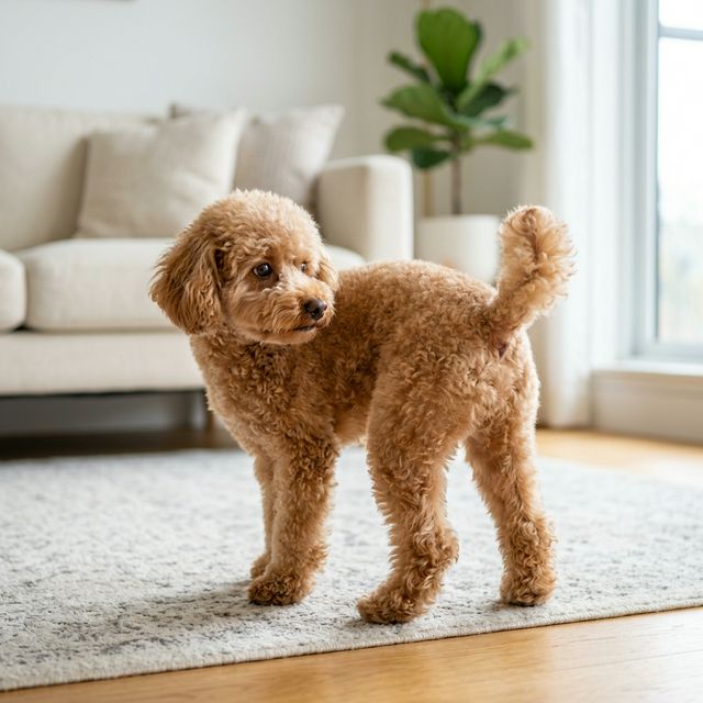 犬がしきりにお尻を気にする様子（実写風）
