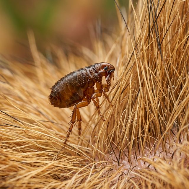感染源となるノミのマクロ写真（実写風）
