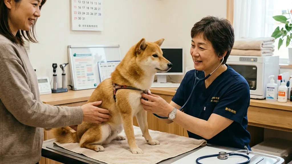 動物病院で診察を受ける様子（実写風）
