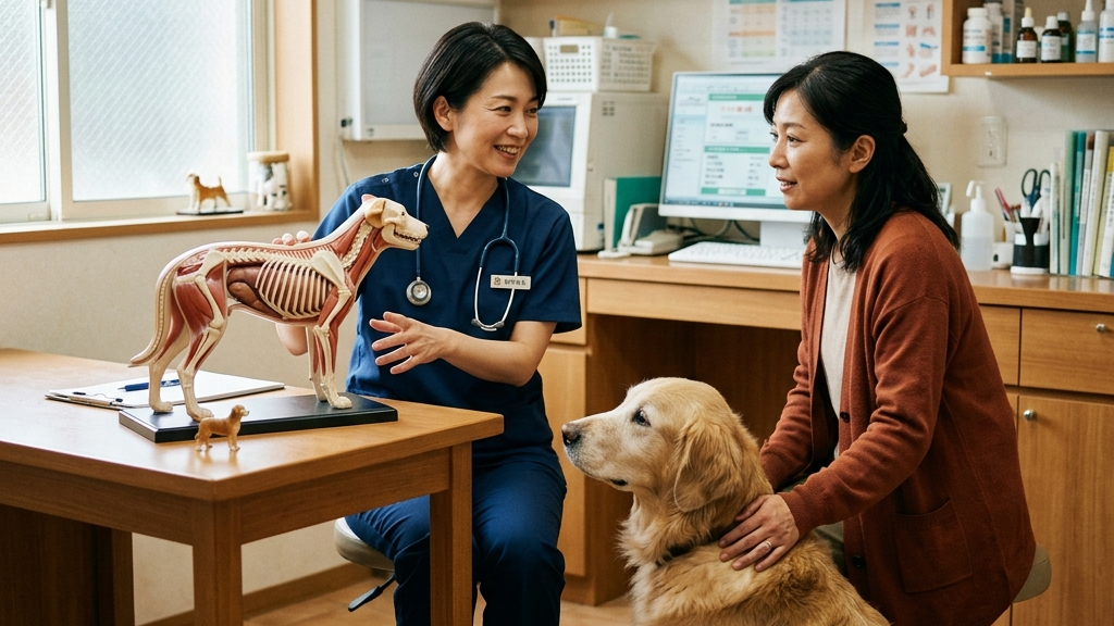 動物病院で外科手術が行われている様子（実写風）