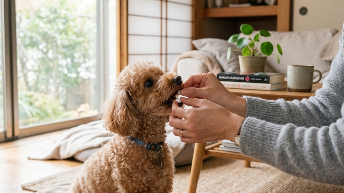 動物病院で犬に注射治療をしている様子（実写風）
