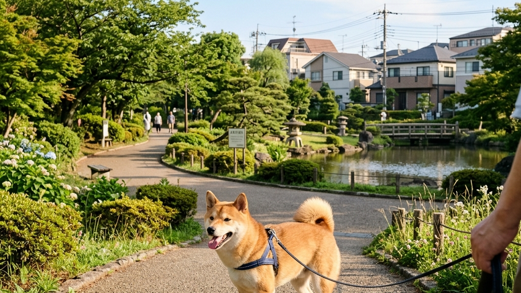 狂犬病ワクチン接種証明書を確認する飼い主と犬（実写風）