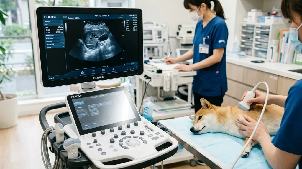 テーブルの上の食べ物を盗み食いしてしまった犬と困り顔の飼い主（実写風）
