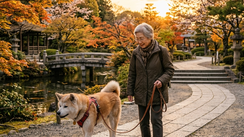 老犬の腹部を超音波検査で丁寧に確認する獣医師と安心して診察を受ける犬（実写風）