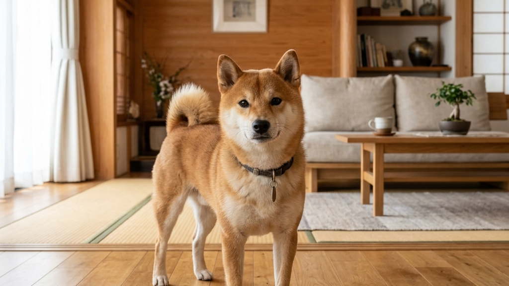 小型犬が安定した姿勢でリハビリ歩行をしている様子（実写風）