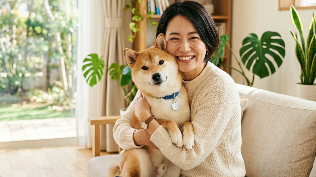 飼い主が犬の歯を丁寧に磨いているクローズアップ（実写風）