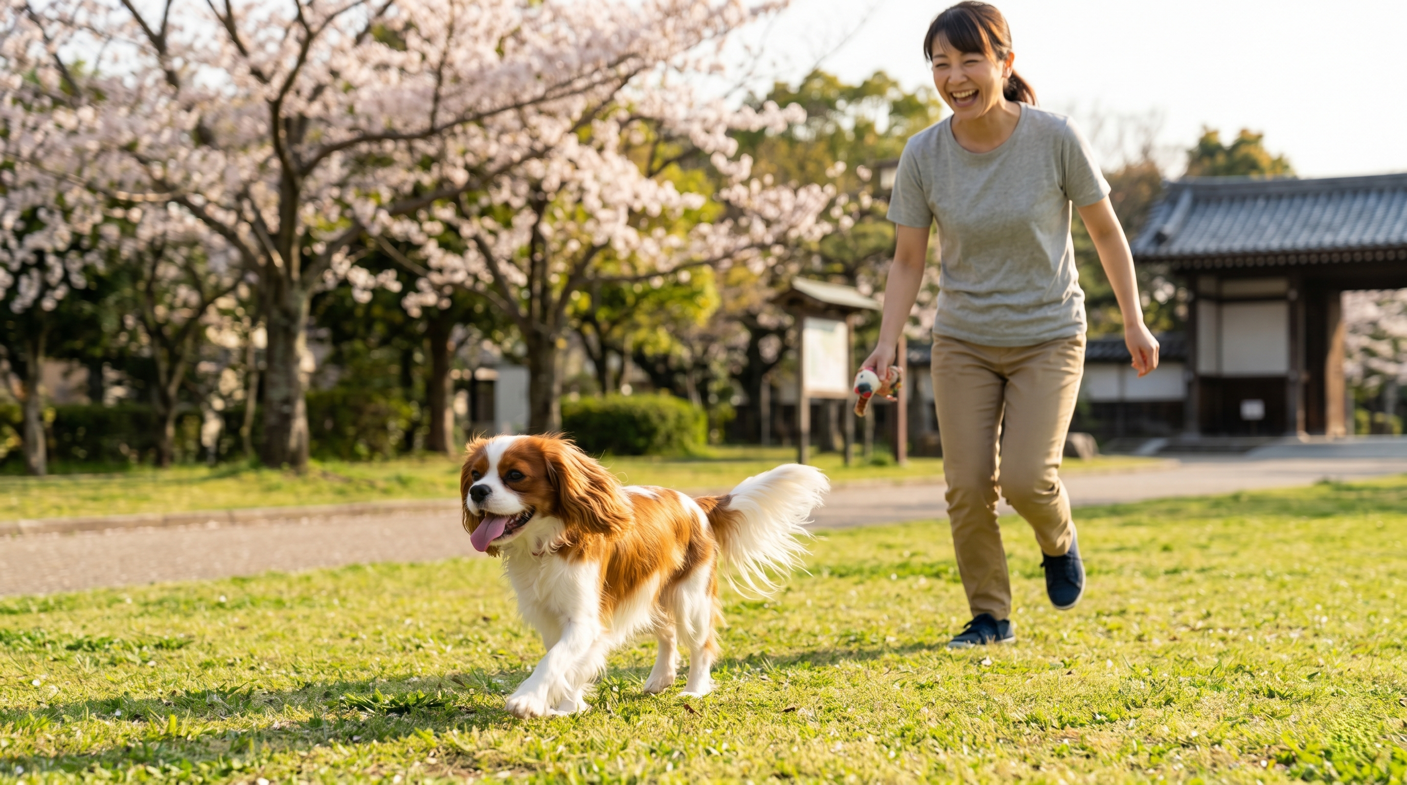 愛犬の胸に聴診器を当てる獣医師と安心した表情の飼い主（実写風）