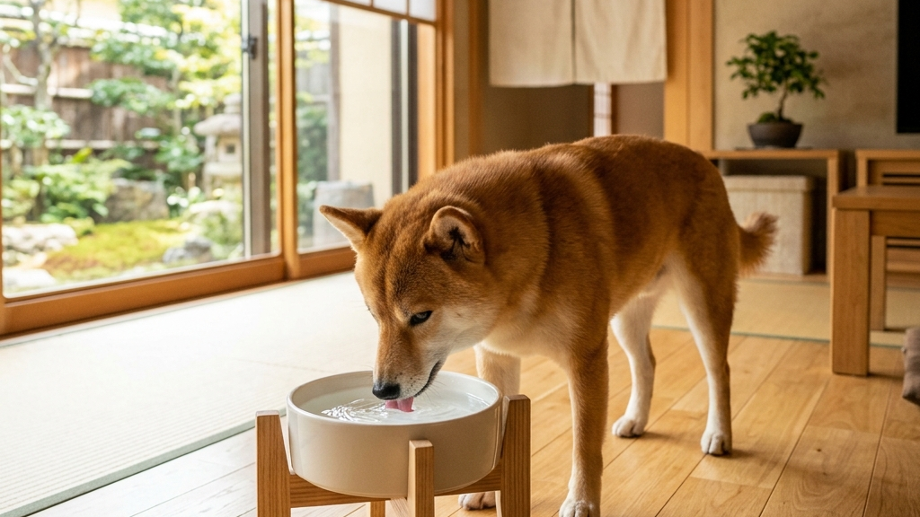 慢性腎臓病の犬に皮下輸液を行う日本人の飼い主と獣医師のサポートの様子（実写風）