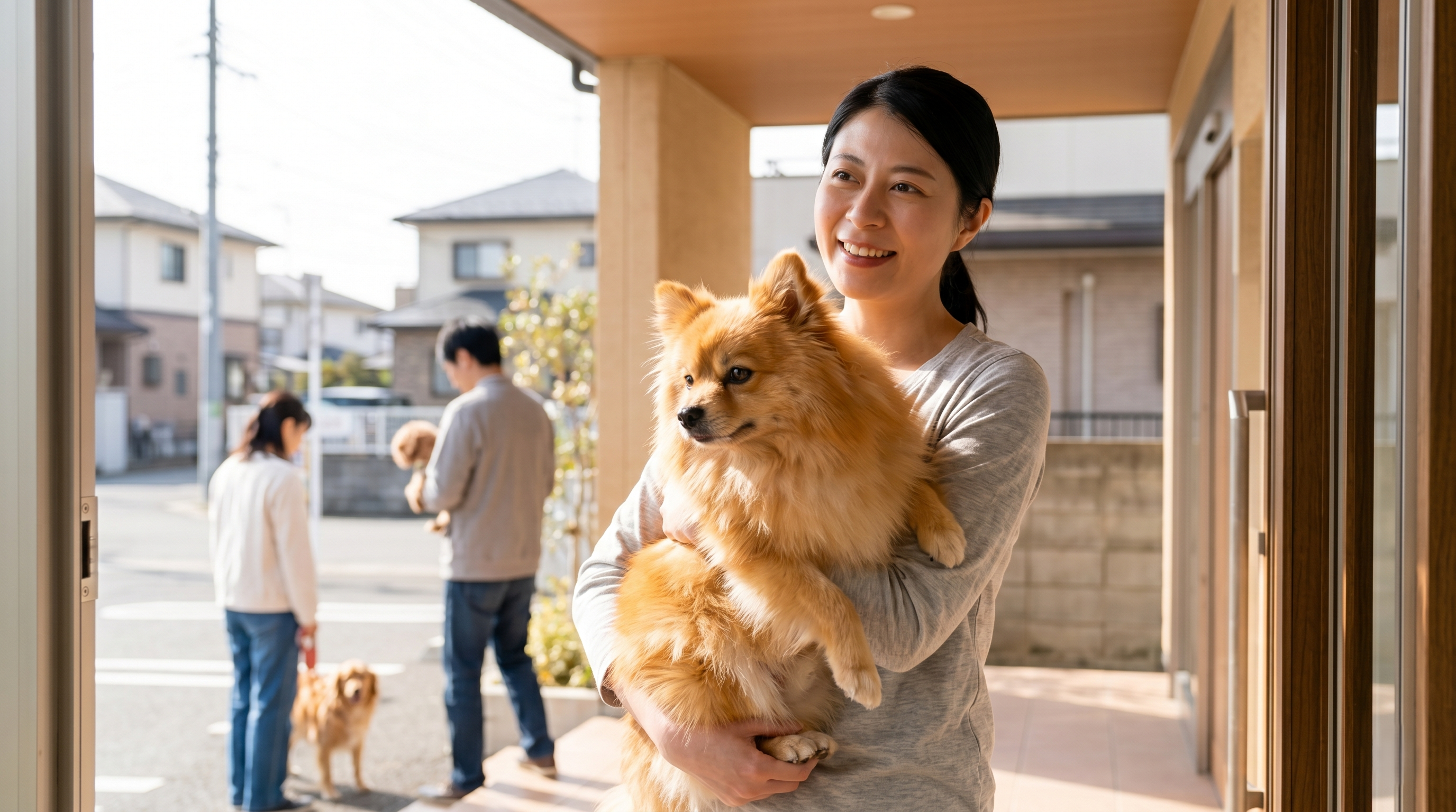 動物病院の隔離室で点滴を受けながら回復中の子犬（実写風）