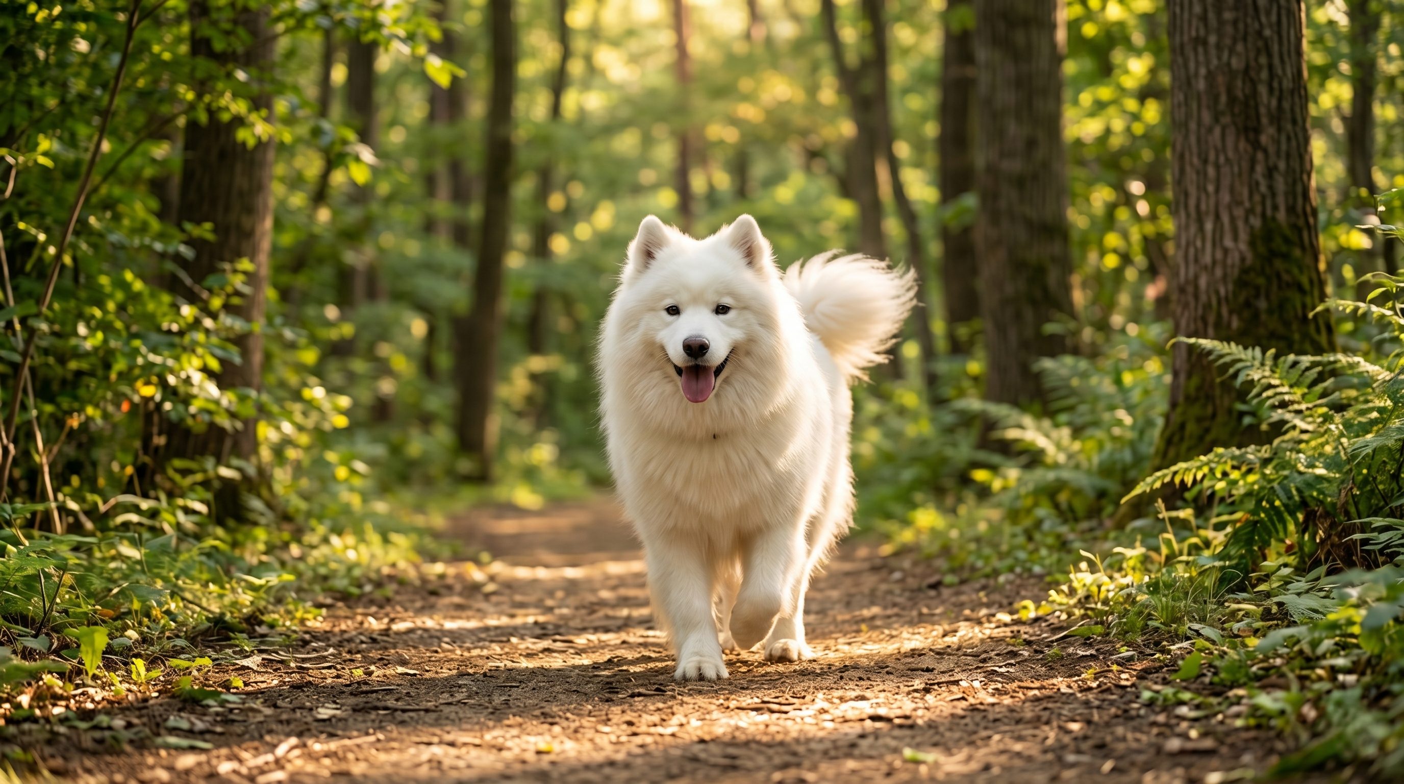 治療後に元気に庭を走り回る子犬と安心した表情の家族（実写風）