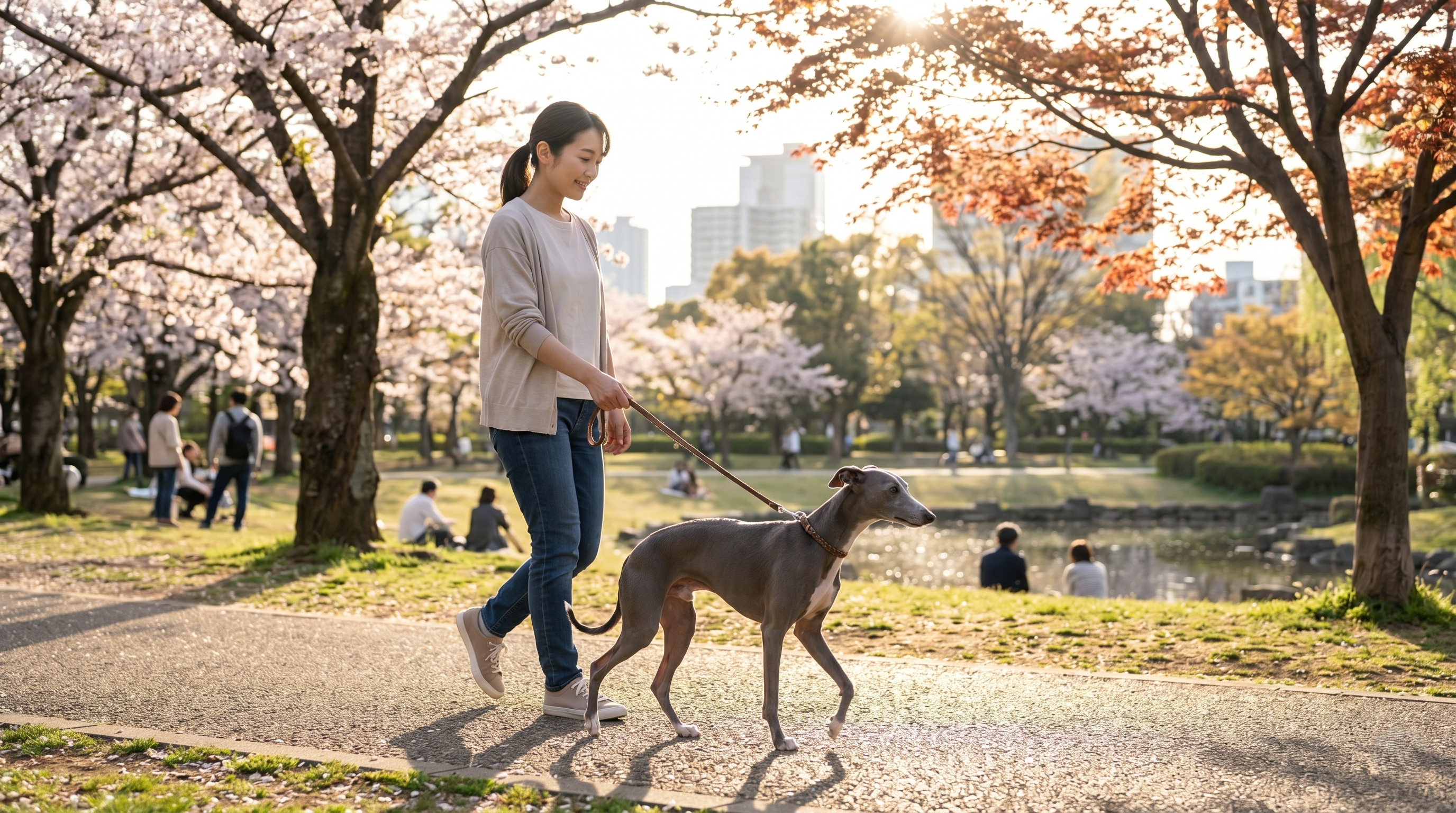 治療後に鼻周りが清潔になった犬と笑顔の飼い主（実写風）