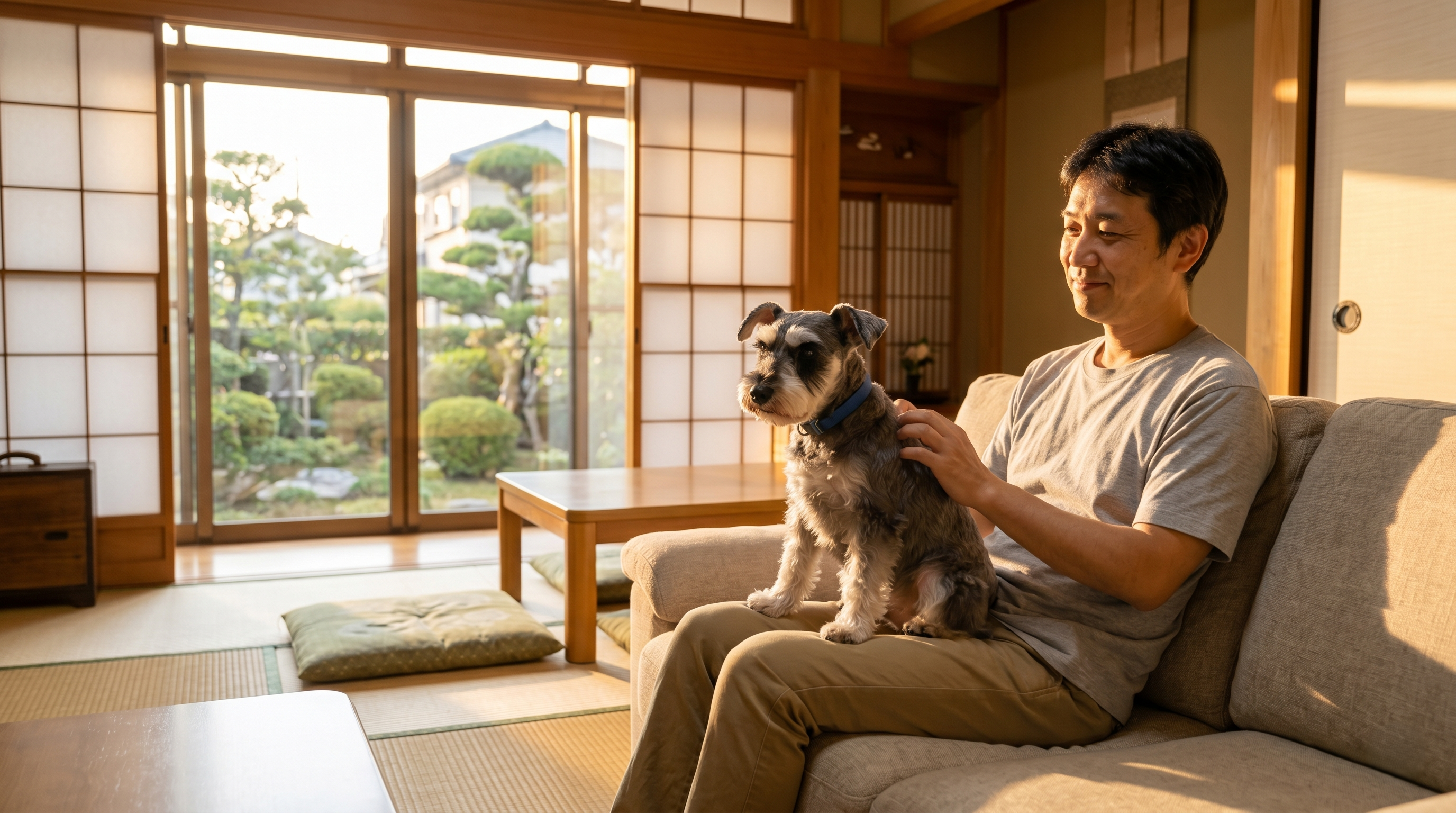 獣医師から検査結果の説明を受けてメモを取る日本人の犬の飼い主（実写風）