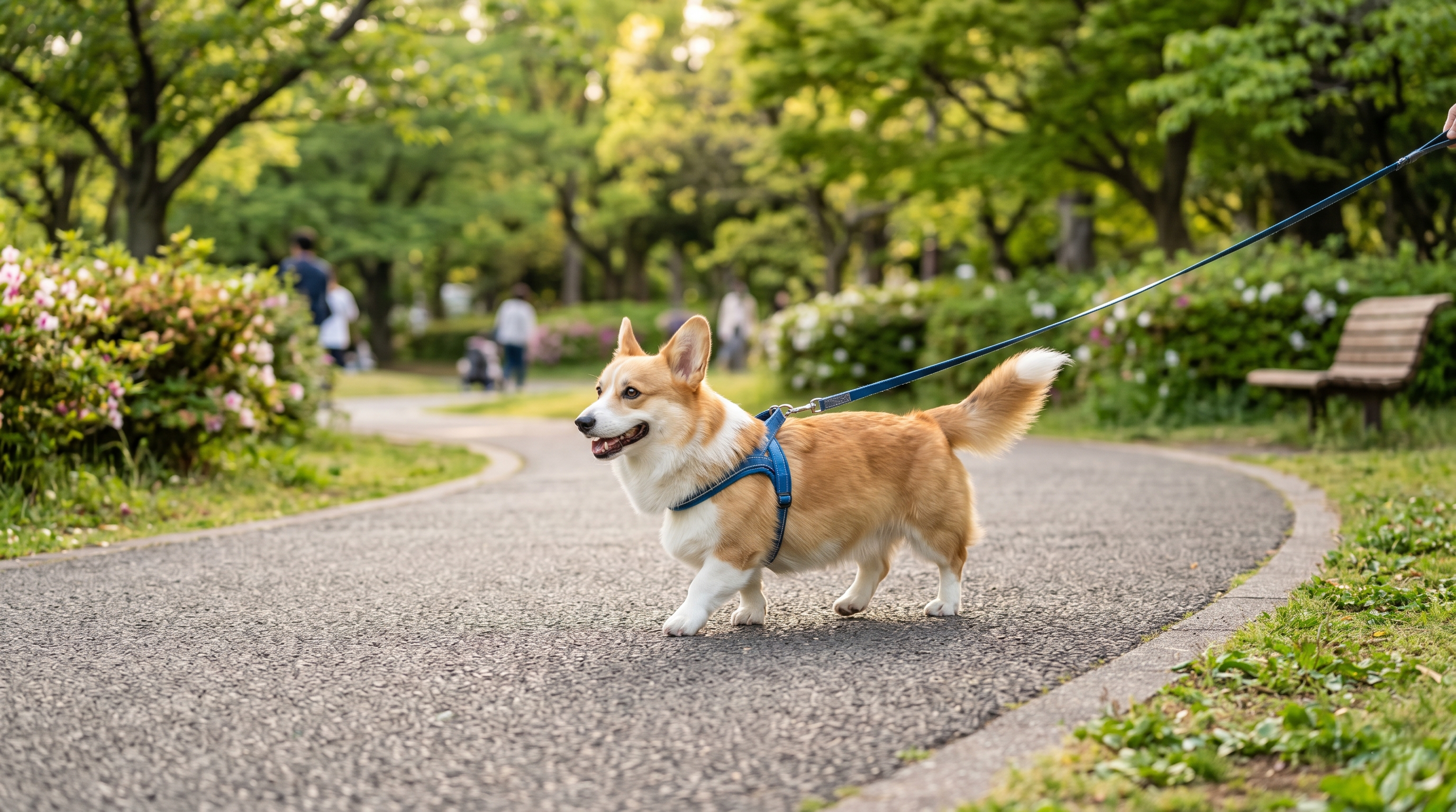 獣医師が犬の腹部を触診しながら飼い主に説明している診察室の様子（実写風）