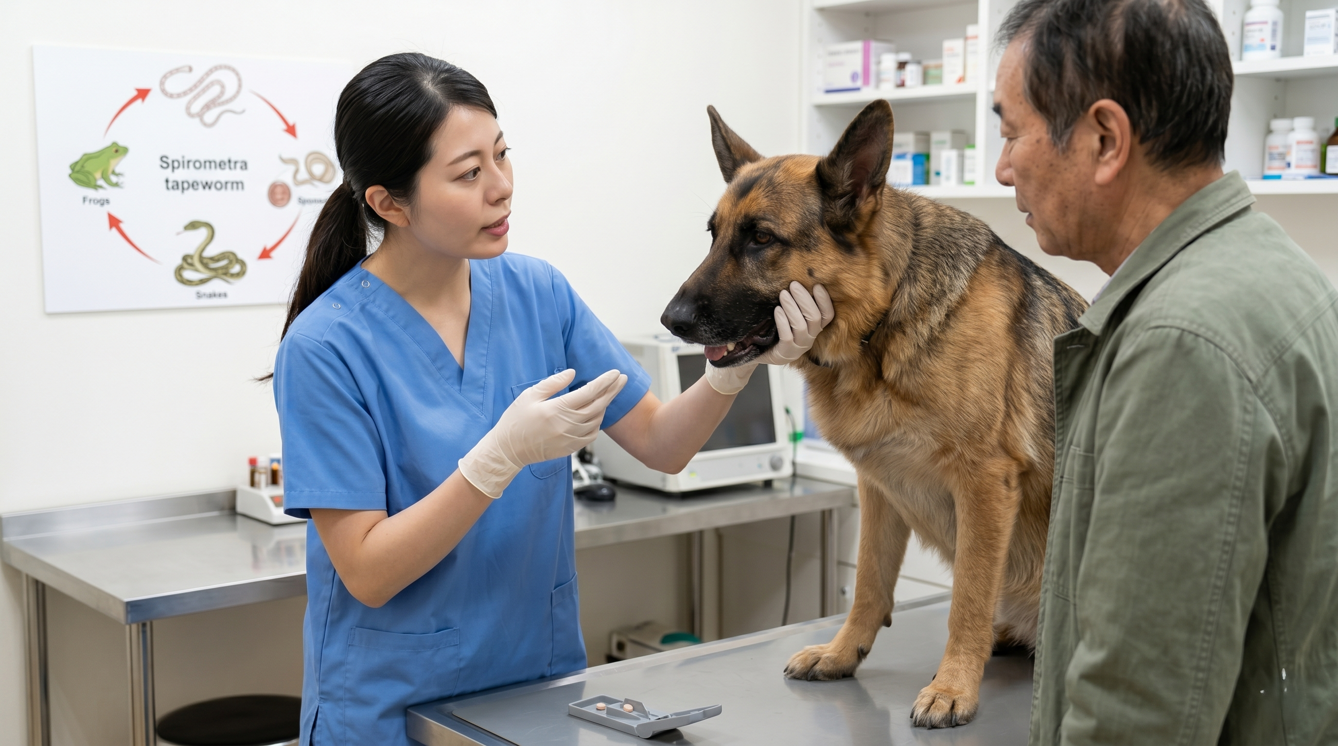 野外で草の中を歩く犬（実写風）