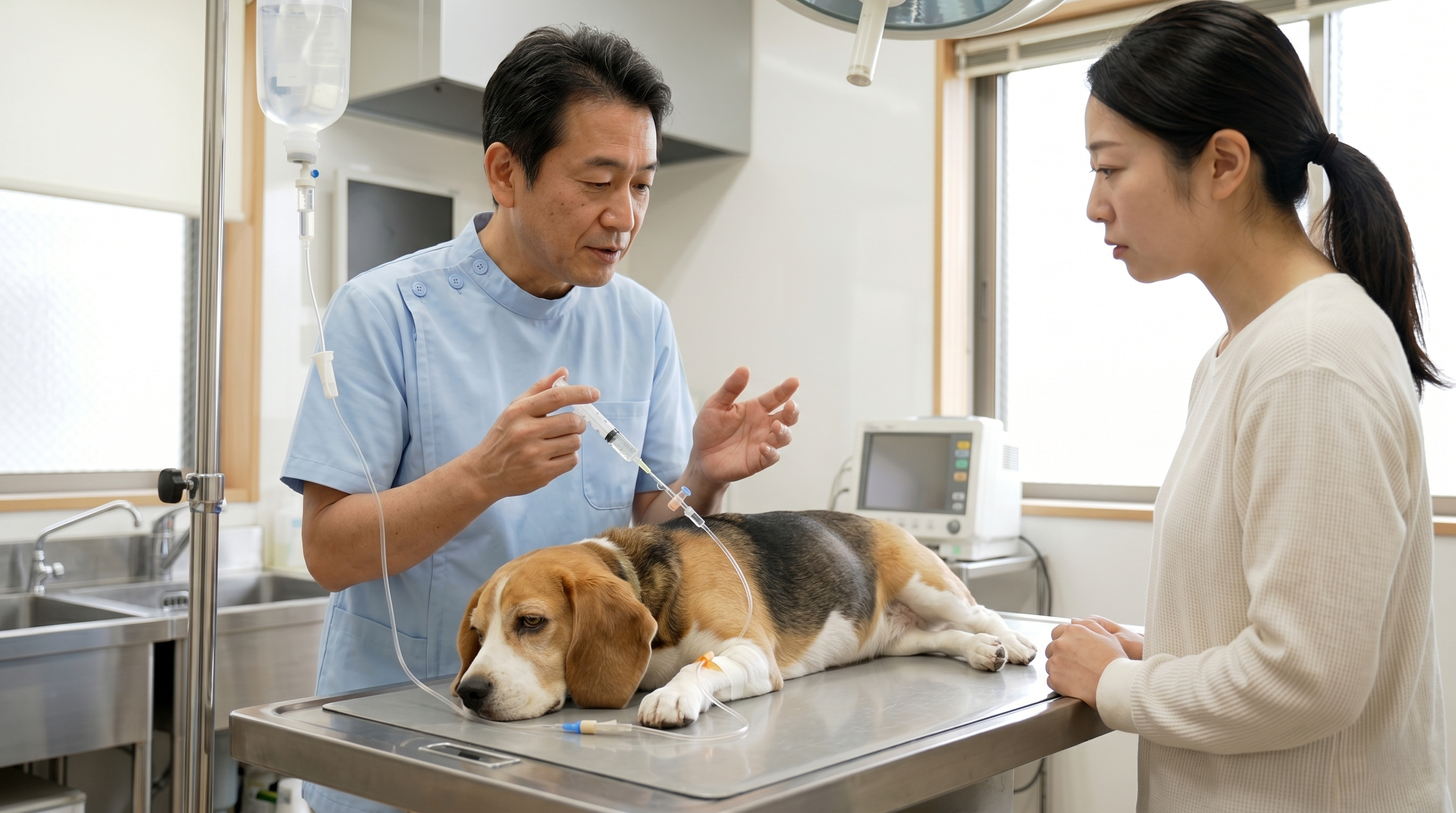 川遊びをする犬（実写風）