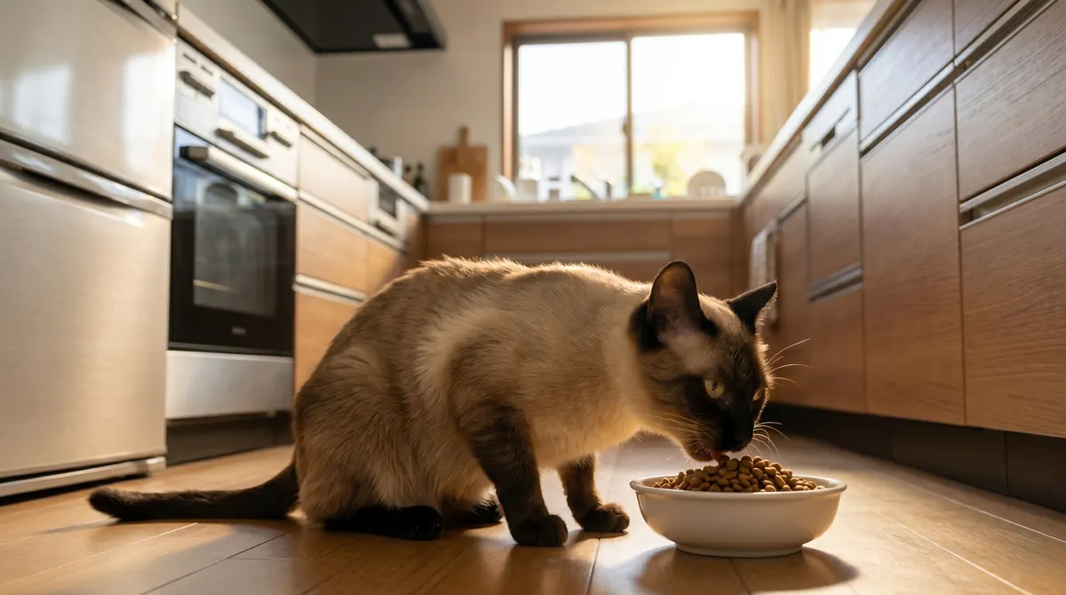動物病院で栄養チューブ治療を受け回復しつつある猫とほっとした表情の日本人飼い主（実写風）