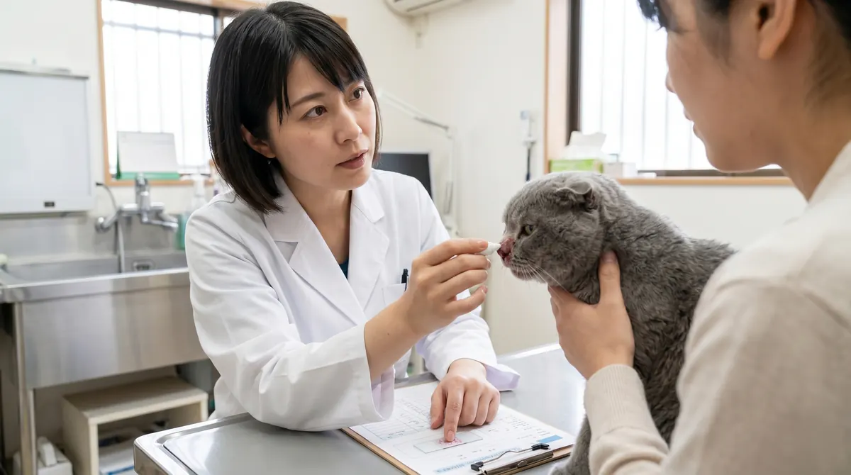 鳥の糞が落ちた屋外環境と猫の関係を示す自然風景（実写風）