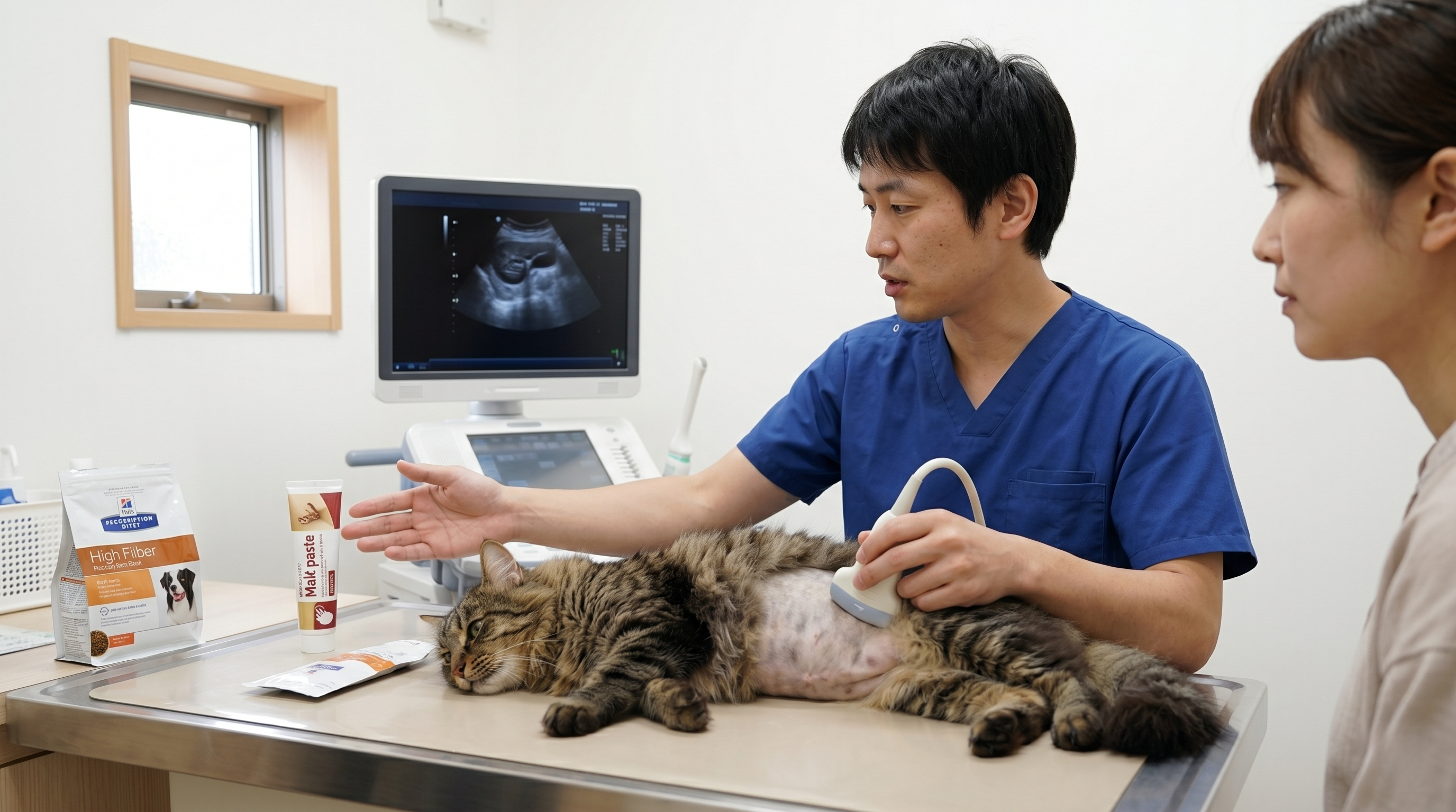 熱心に毛づくろいをしている長毛猫（実写風）