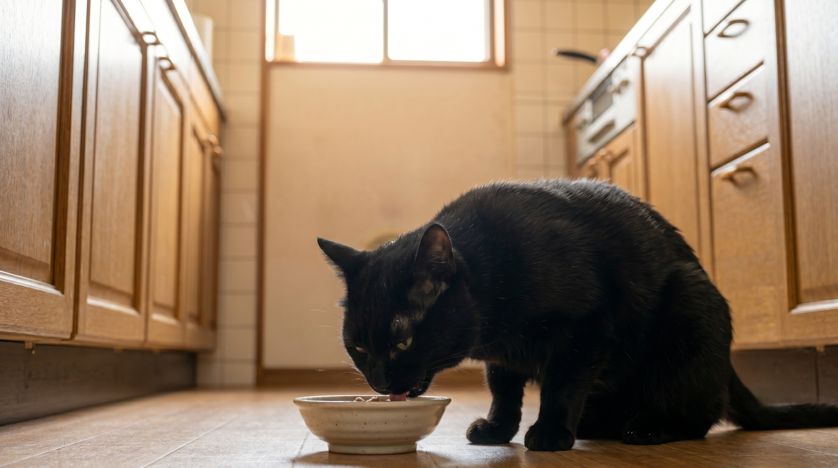 定期健診で腹部超音波検査を受ける猫（実写風）