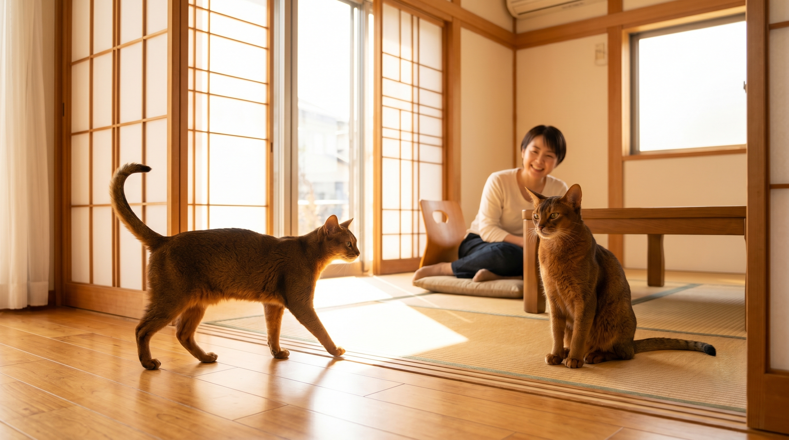 動物病院で肛門嚢の処置を受けた後リラックスしている猫（実写風）