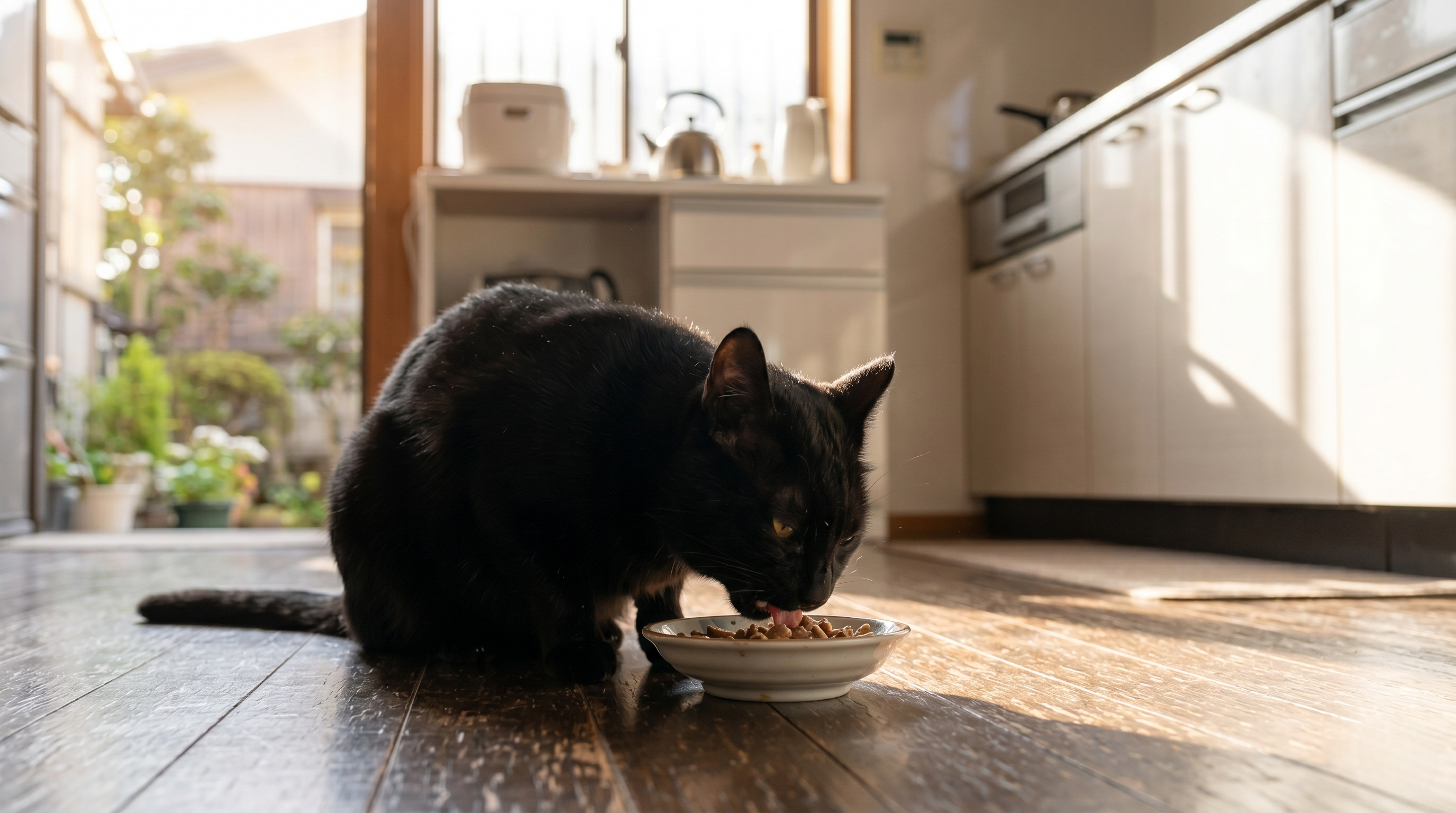 飼い主が猫用歯ブラシで猫の歯を丁寧に磨いている日常的なデンタルケアの場面（実写風）