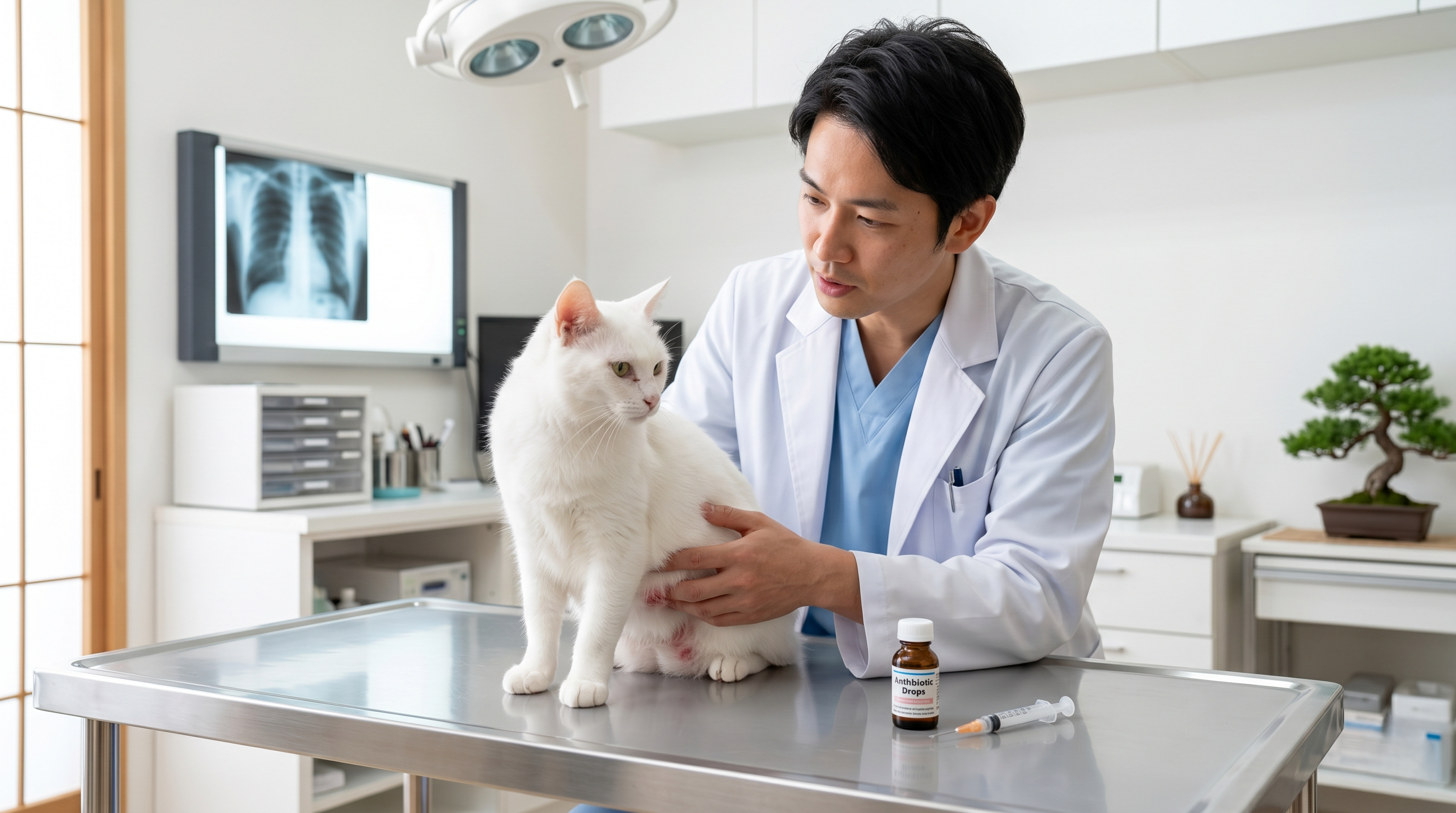 子猫が母猫の乳房で授乳している様子（実写風）