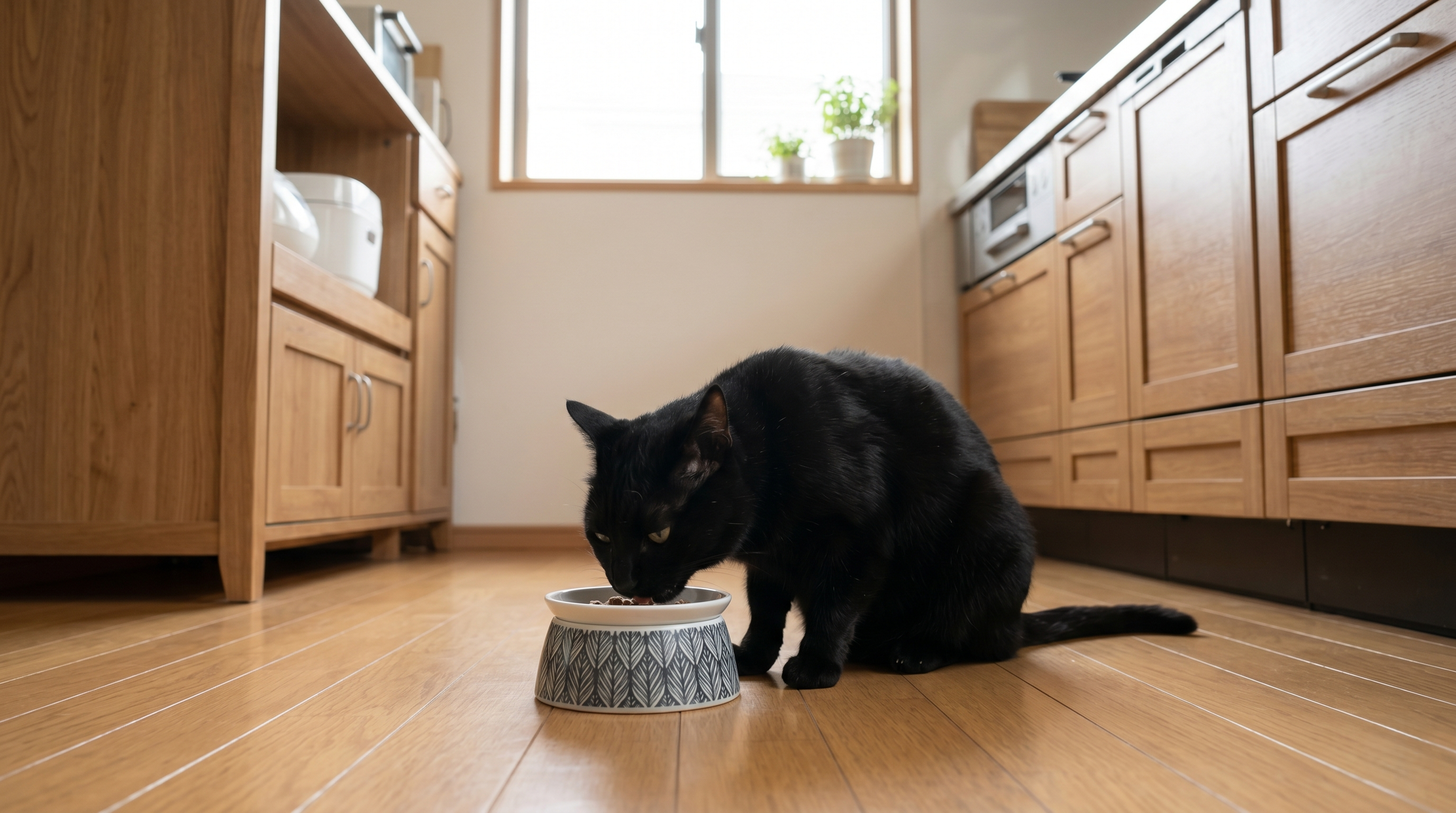 動物病院で猫のあご下を診察している獣医師と飼い主（実写風）