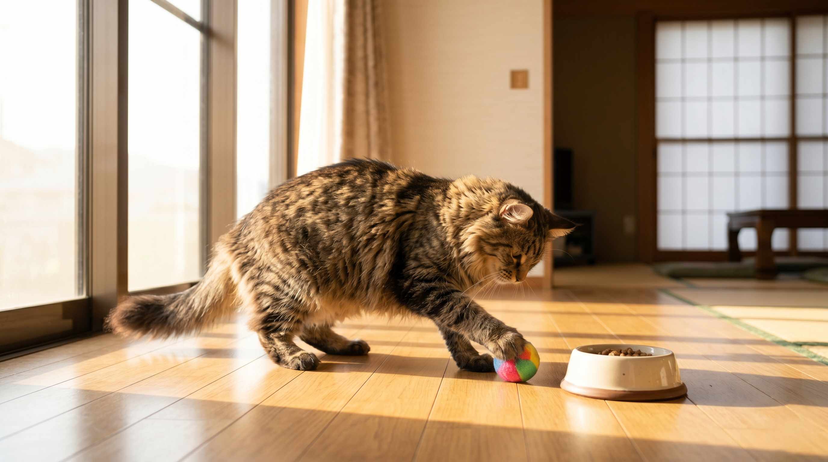 治療中の猫を丁寧に世話する飼い主と獣医師のシーン（実写風）