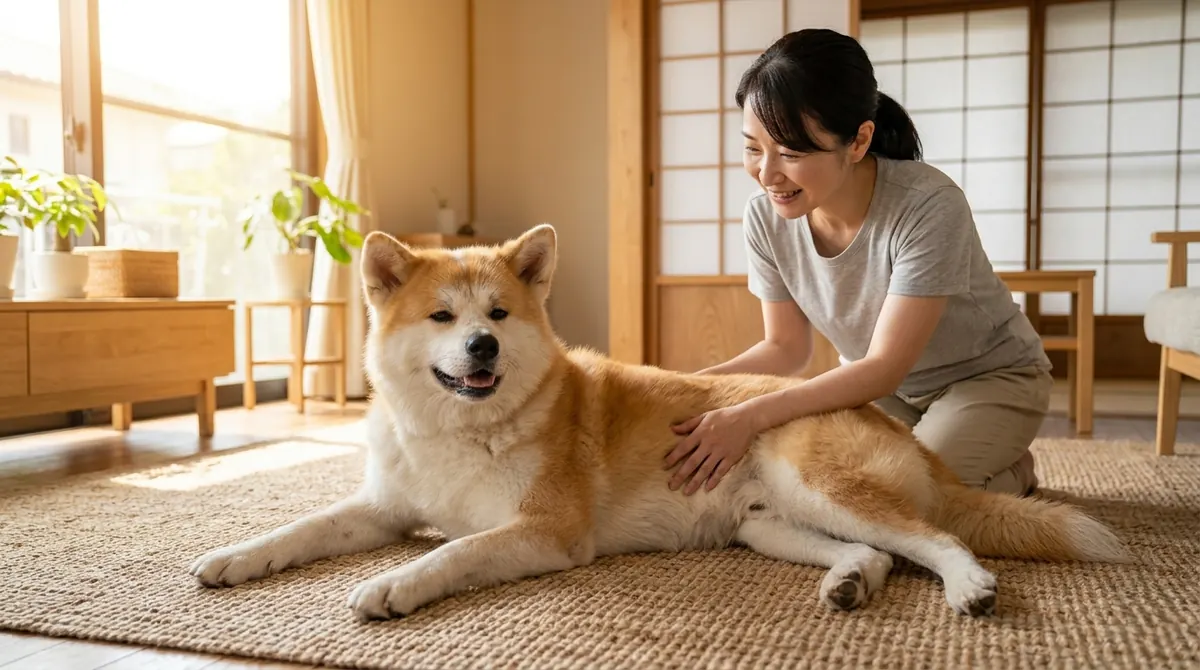 治療を受けて皮膚症状が改善しつつある犬の顔と鼻梁のクローズアップ（実写風）