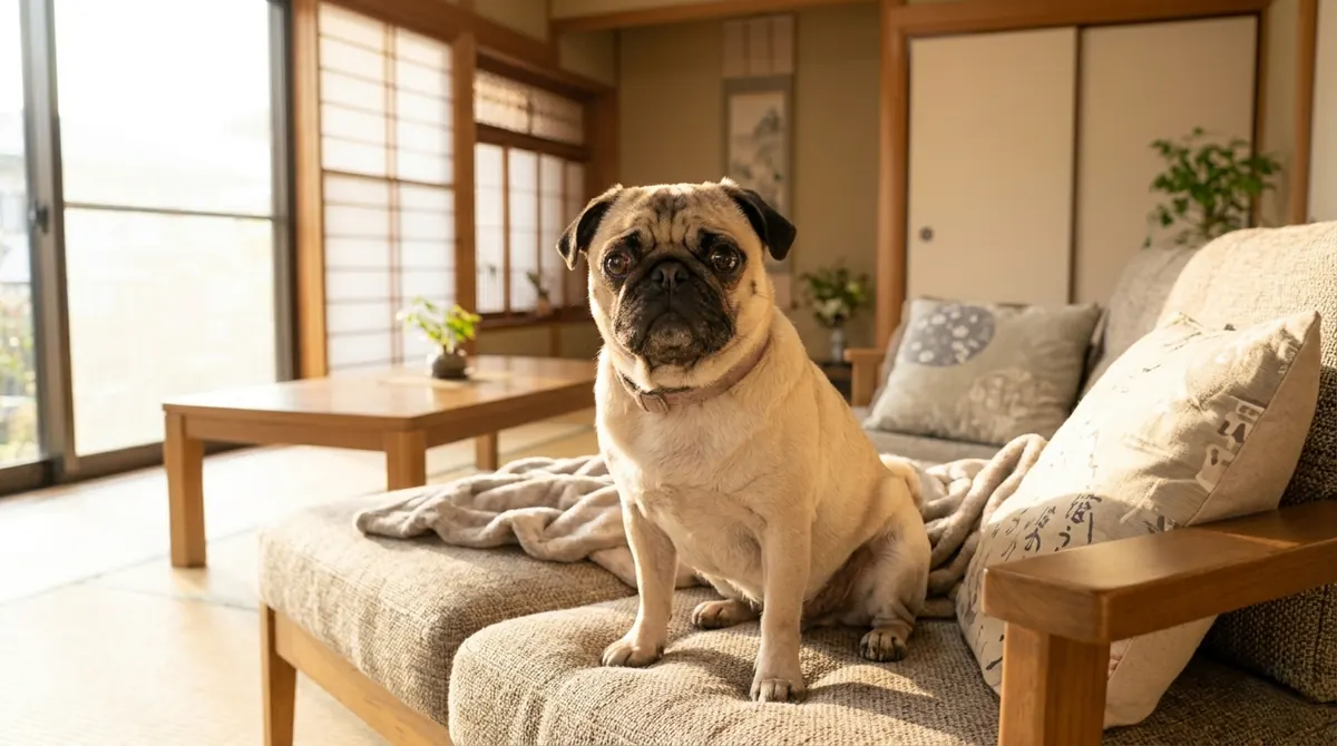 点眼を受けている犬と獣医師のやさしい診療シーン（実写風）