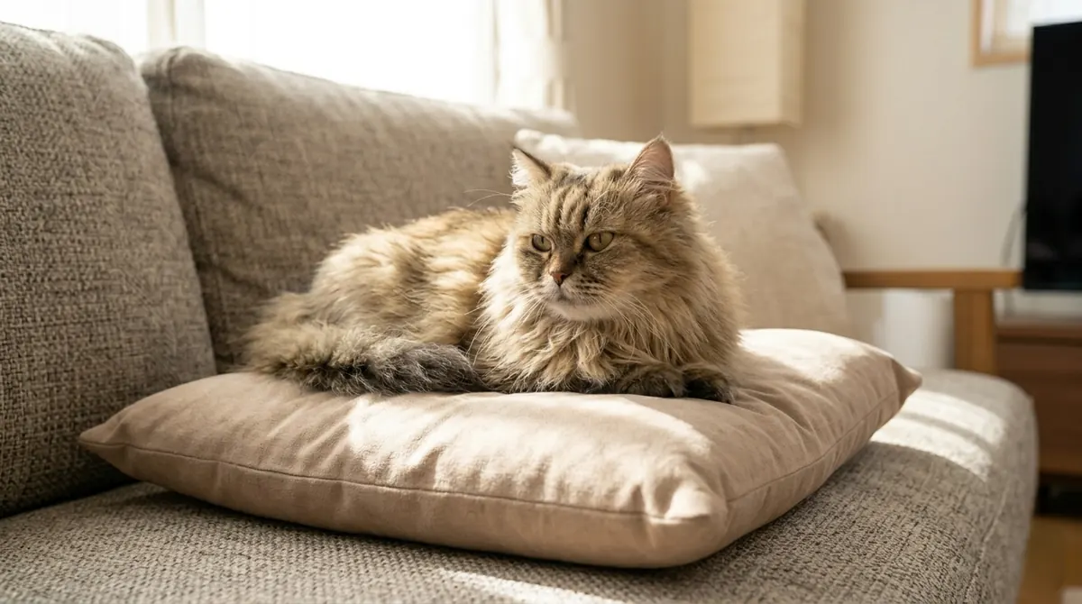 日本の動物病院で猫の甲状腺治療について説明を受ける飼い主と獣医師（実写風）