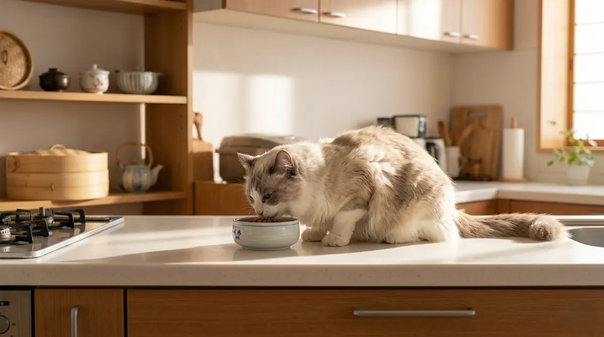 日本の動物病院で猫のIBD治療について獣医師から説明を受ける飼い主（実写風）